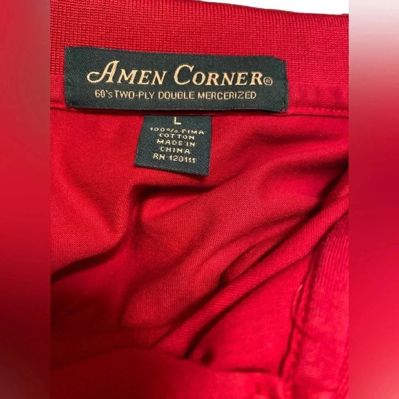 Men’s Amen Corner The Master’s Short Sleeve Pima Cotton Polo in Red - Picture 4 of 4
